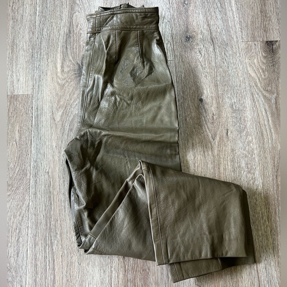 Vintage Munper olive green leather pants